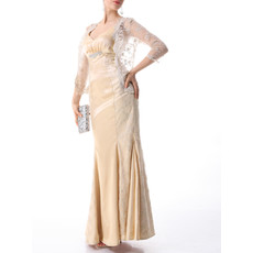 Inexpensive Designer Mermaid Floor Length Mother of the Bride Dress with Lace Jackets
