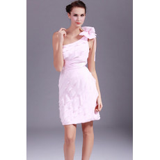 Beautiful One Shoulder Chiffon Tiered Short Sheath Homecoming Dress for Girls