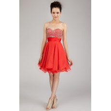 Affordable Classic A-Line Sweetheart Short Chiffon Beaded Homecoming Dress for Girls