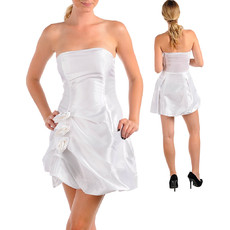 Girls Short Strapless Taffeta Little White Cocktail Homecoming/ Party Dress