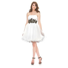 Girls Strapless Short Taffeta Little White Cocktail Homecoming/ Party Dress