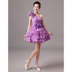 Girls A-Line One Shoulder Short Homecoming/ Party Dress