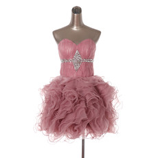 Discount Classy Custom Ball Gown Sweetheart Short Ruffle Homecoming Dress