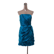 Discount Classy Column Strapless Short Satin Bodycon Homecoming Dress