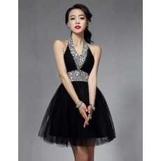 Inexpensive Girls A-Line Halter Short Little Black Homecoming/ Party Dress