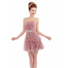 Girls Pretty Strapless Short Organza Homecoming/ Party Dress