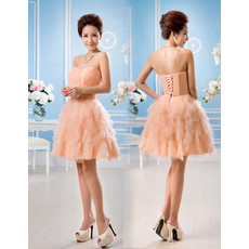 Affordable Beautiful A-Line Sweetheart Short Tiered Homecoming Dress