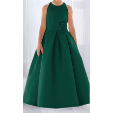 Ball Gown Round Full Length Satin Flower Girl/ Easter Dress