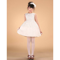 Adorable A-Line Mini/ Short Satin Applique Flower Girl Dress