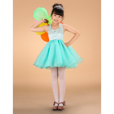 Cute Kids Princess A-Line Halter Empire Waist Mini Little Girls Party Dress