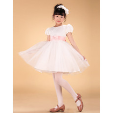 Kids Princess Mini First Communion Dress with Cap Sleeves and Sashes
