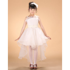 Beautiful Kids Princess Spaghetti Straps High-Low Asymmetric Flower Girl Dress