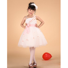 Kids Beautiful Knee Length Flower Girl Dress with Flowers