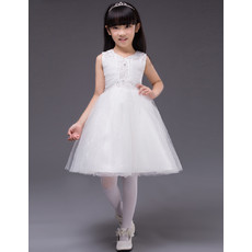 Affordable Pretty Ball Gown V-Neck Short Satin Organza First Communion Dress