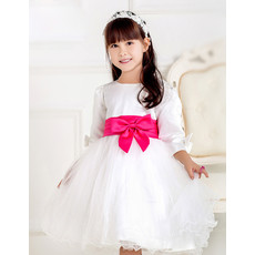 Pretty Ball Gown Tulle Flower Girl Princess Dress with 3/4 Long Sleeves