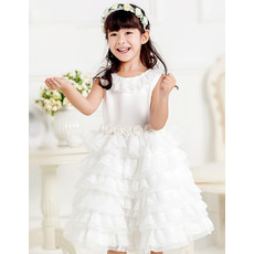 Pretty Ball Gown Short Lace Layered Skirt Flower Girl Princess Dress