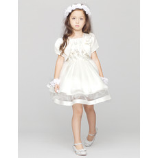 Ball Gown Short Satin Flower Girl Princess Dress with Jackets