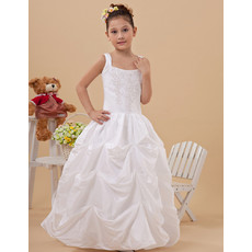Affordable Pretty Ball Gown Pick-Up Skirt Taffeta First Communion Dress