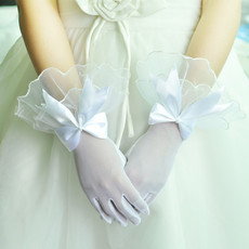 Beautiful Wrist Tulle Flower Girl/ First Communion Gloves with Bow