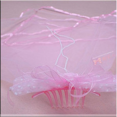 Cheap Lovely Pink Tulle Flower Girl Veils with Bows and Beading