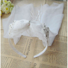 Cute White Tulle Flower Girl Veils with Bows