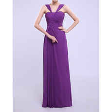 Customized Chic Column Straps Floor Length Chiffon Beach Bridesmaid Dress