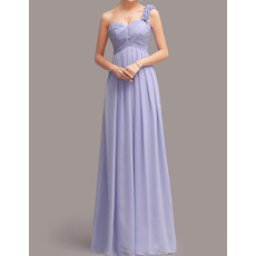 Amazing Affordable One Shoulder Sweetheart Floor Length Chiffon Bridesmaid Dress