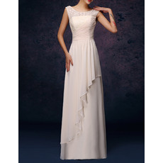 Column Round-Neck Floor Length Chiffon Bridesmaid Dress