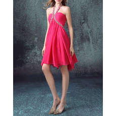 Cute Empire Halter Sleeveless Short Chiffon Cocktail Party Dress