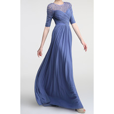 Women's Affordable Elegant Long Chiffon Formal Evening Dress with Half Sleeves