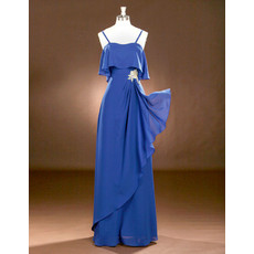 Custom Classy Spaghetti Straps Floor Length Chiffon Drape Evening Dress