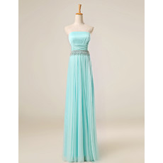 Custom Elegant Strapless Full Length Chiffon Tassels Evening Dress for Women