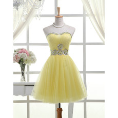 Affordable Custom A-Line Sweetheart Short Satin Tulle Homecoming Dress