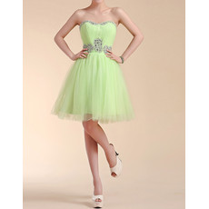 Custom Classic A-Line Sweetheart Short Satin Tulle Homecoming Dress