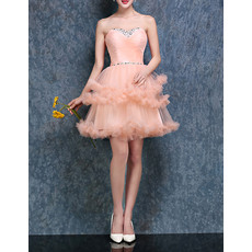 Custom Designer Ball Gown Sweetheart Short Satin Ruffle Homecoming Dress