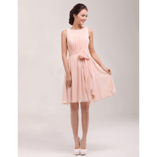 Junior Pretty Bateau Sleeveless Short Chiffon Homecoming Dress with Sashes