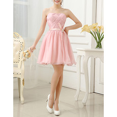 Girls Pretty A-Line Strapless Short Chiffon Pleated Homecoming Dress