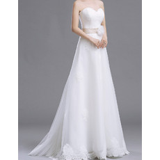 Classic Modern A-Line Sweetheart Floor Length Organza Wedding Dress
