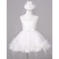 Inexpensive Stunning Short Chiffon Lace Flower Girl Dress with Applique
