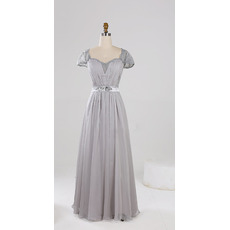 Custom Modest Sweetheart Chiffon Formal Mother Dress with Short Sleeves