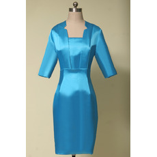 Discount Custom Designer Column Knee Length Satin Formal Mother Dress with 3/4 Long Sleeves