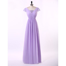 Inexpensive A-Line V-Neck Chiffon Formal Mother Wedding Dress with Short Sleeves