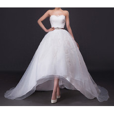 Modern Chic A-Line Strapless High-Low Satin Tulle Net Wedding Dress