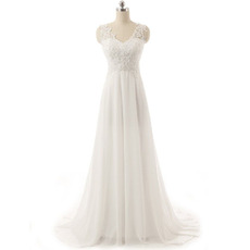 Customize Elegant A-Line Sweetheart Sweep Train Chiffon Wedding Dress