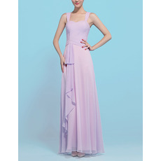 Affordable Designer Sheath Long Chiffon Bridesmaid Dress with Straps