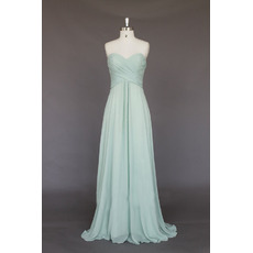 Women's Modest Elegant Sweetheart Sleeveless Long Chiffon Bridesmaid Dress