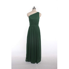 Summer One Shoulder Long Green Beach Chiffon Bridesmaid Dress