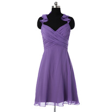 Classic Halter Sweetheart Mini/ Short Chiffon Bridesmaid Dress