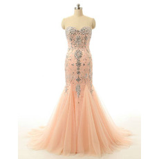 Beautiful Mermaid Sweetheart Long Chiffon Tulle Formal Evening Wear Dress