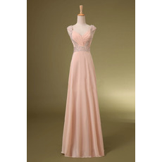 Simple Elegant Sweetheart Long Chiffon Prom Evening Dress with Straps